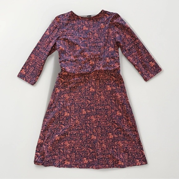 Patagonia Margot Organic Cotton Dress Sz L Red Floral A Line Stretch Travel Gorp - Picture 2 of 4